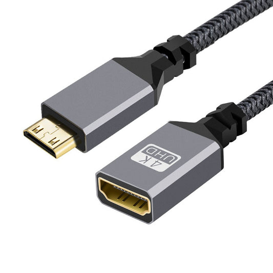 HD-004-BK 4K Mini HDMI Male to HDMI Female Extension Cable Metal Connector Ultra HD Video Cord