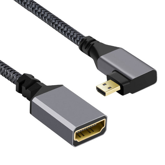 HD-012-RI 4K Micro HDMI 1.4 Male 90 Degree Angled to HDMI Female Extension Cable Metal Connector Adapter Cord