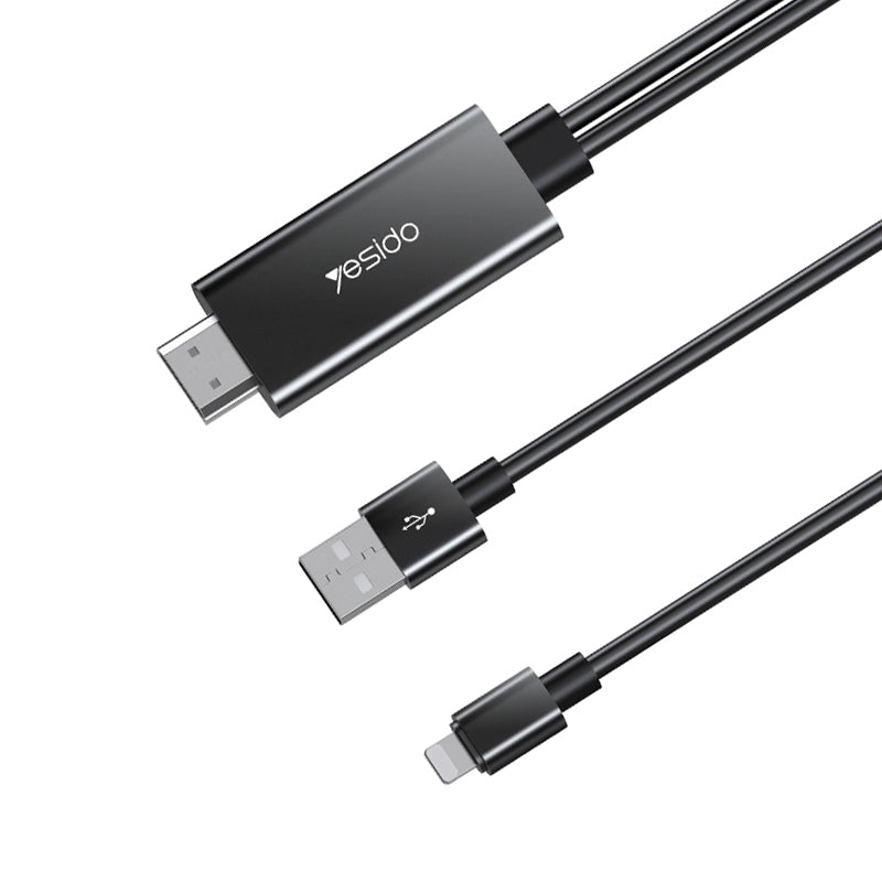 Uniqkart HM04 1.8m Lightning to HDMI 1080P HD Video Adapter Cable with USB Power Cord