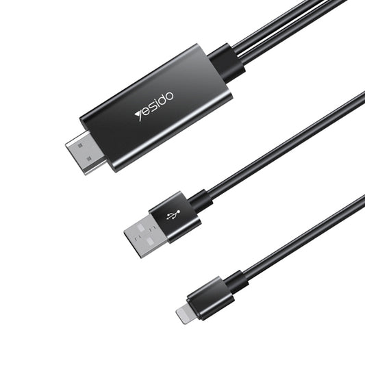 Uniqkart HM04 1.8m Lightning to HDMI 1080P HD Video Adapter Cable with USB Power Cord