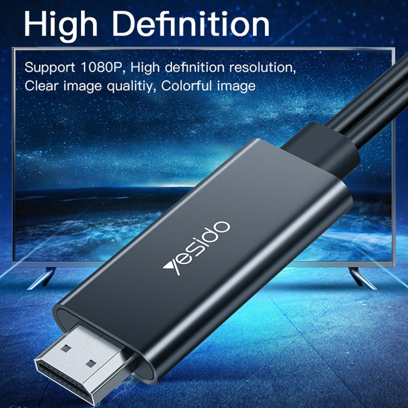 Uniqkart HM04 1.8m Lightning to HDMI 1080P HD Video Adapter Cable with USB Power Cord