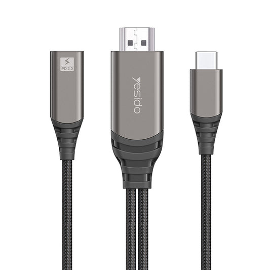 YESIDO HM07 1.8m 4K / 60Hz Type-C to HDMI HD Video Adapter Cable with PD Power Source Port