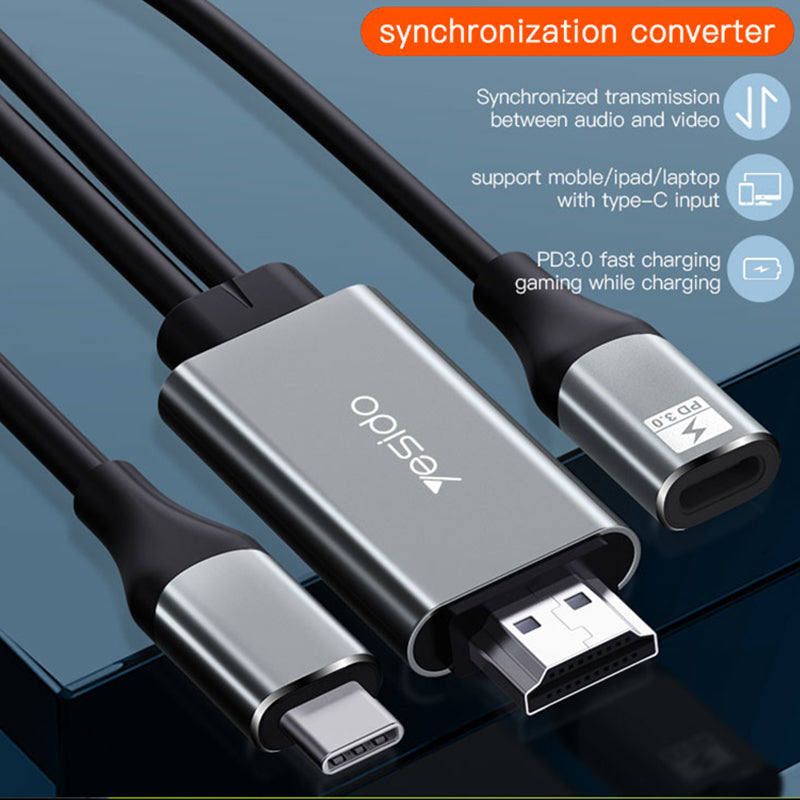 Uniqkart HM01 USB-C to HDMI Adapter Cable PD 3.0 85W Max Charging Cable HD Sync Converter