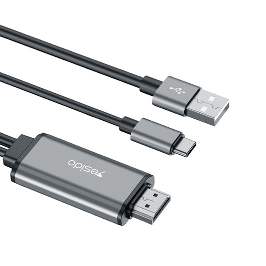 Uniqkart HM02 HDMI Adapter to USB+Type-C Cable Support 4K 60Hz HD Video Converter for Laptop to Large Monitor, TV