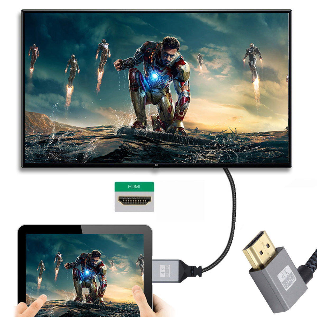 HD-061-LE 15cm Angled 90 Degree HDMI Type-A Male to Female Extension Cable Support HDTV 4K 60hz 3D
