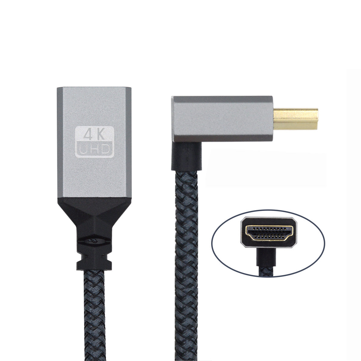 HD-061-DN 15cm HDMI Type-A Male to Female Extension Cable 90 Degree Elbow Converter Support HDTV 4K 60hz 3D