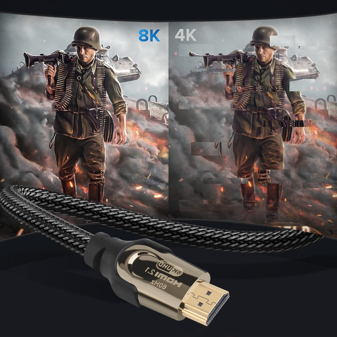 ONTEN HD180 3m 8K Audio Cord HDMI 2.1 Male to Male Nylon Braided Cable for HD TV / Projector / PS5