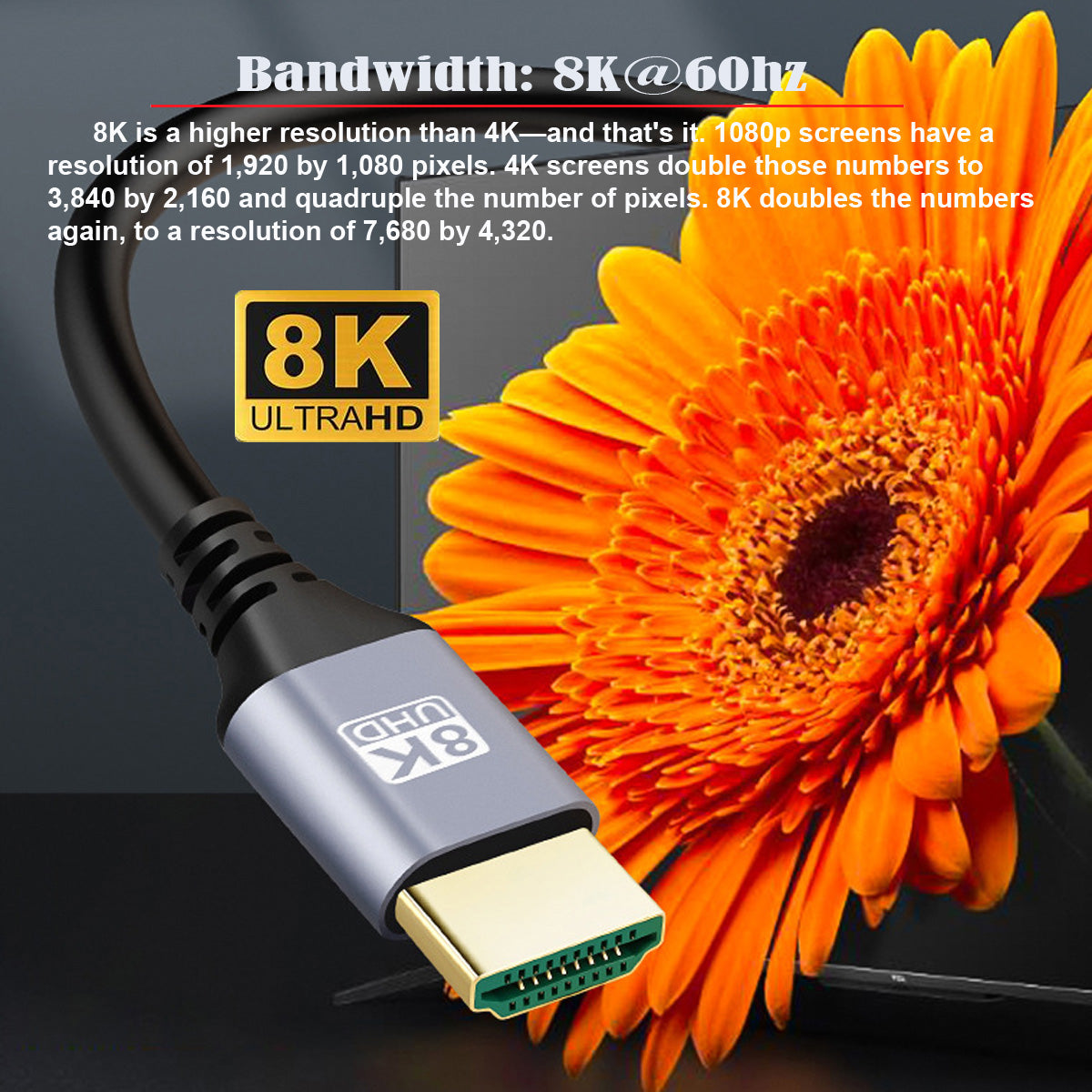 HD-028-3.0M 3m HDMI 2.1 8K 4K HDTV Connection Cord High-Speed HDMI Male to Male Slim Cable (OD=4.0MM)