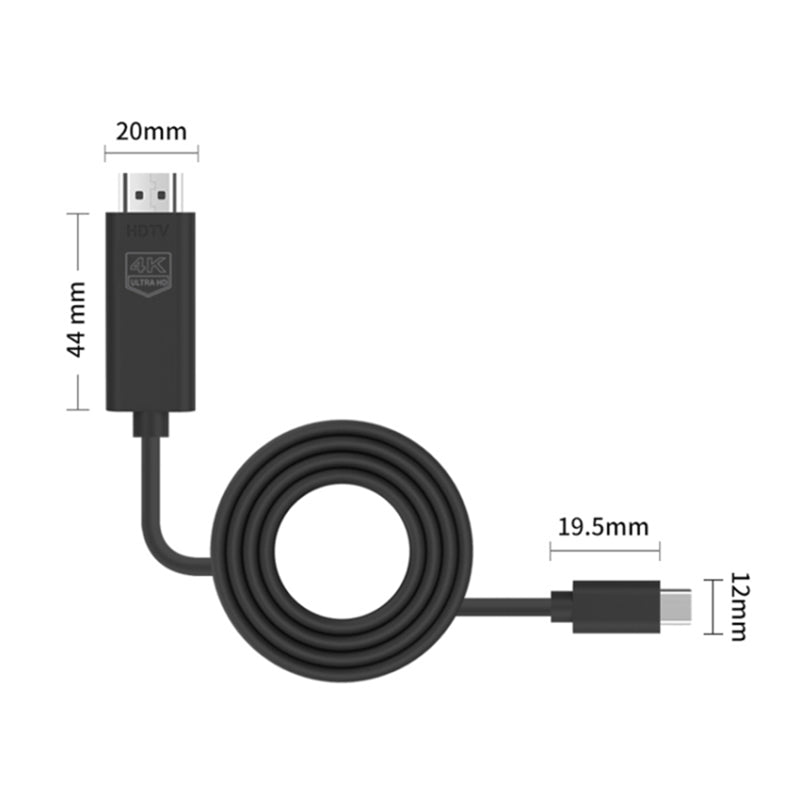 Uniqkart UC503 1.8m Type-C Male to HDMI Male Cable Adapter HD 4K / 30Hz Sync Screen HDTV Cable