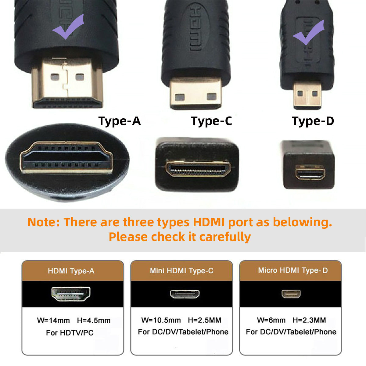 HD-032-0.5M 8K High Speed HDMI 2.1 Cable Thin Mini HDMI to HDMI Video Cord