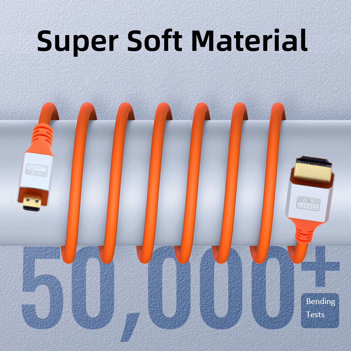 HD-040-1.0M 4K Flexible PVC Shell Micro HDMI Male to HDMI Male Display Cable for HDTV (OD=4.8MM)