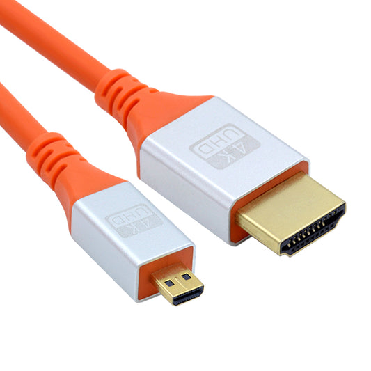 HD-040-2.0M Gold-Plated 4K Micro HDMI to HDMI Cable Male to Male Adapter PVC Shell Cord (OD=4.8MM)