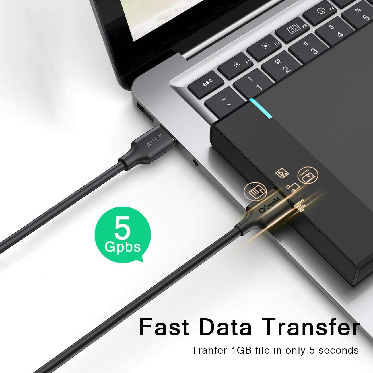 Uniqkart QG-CVQ19 1.8m USB 3.0 Male to Male High Speed Gold-plated Data Cable Laptop Adapter Cable