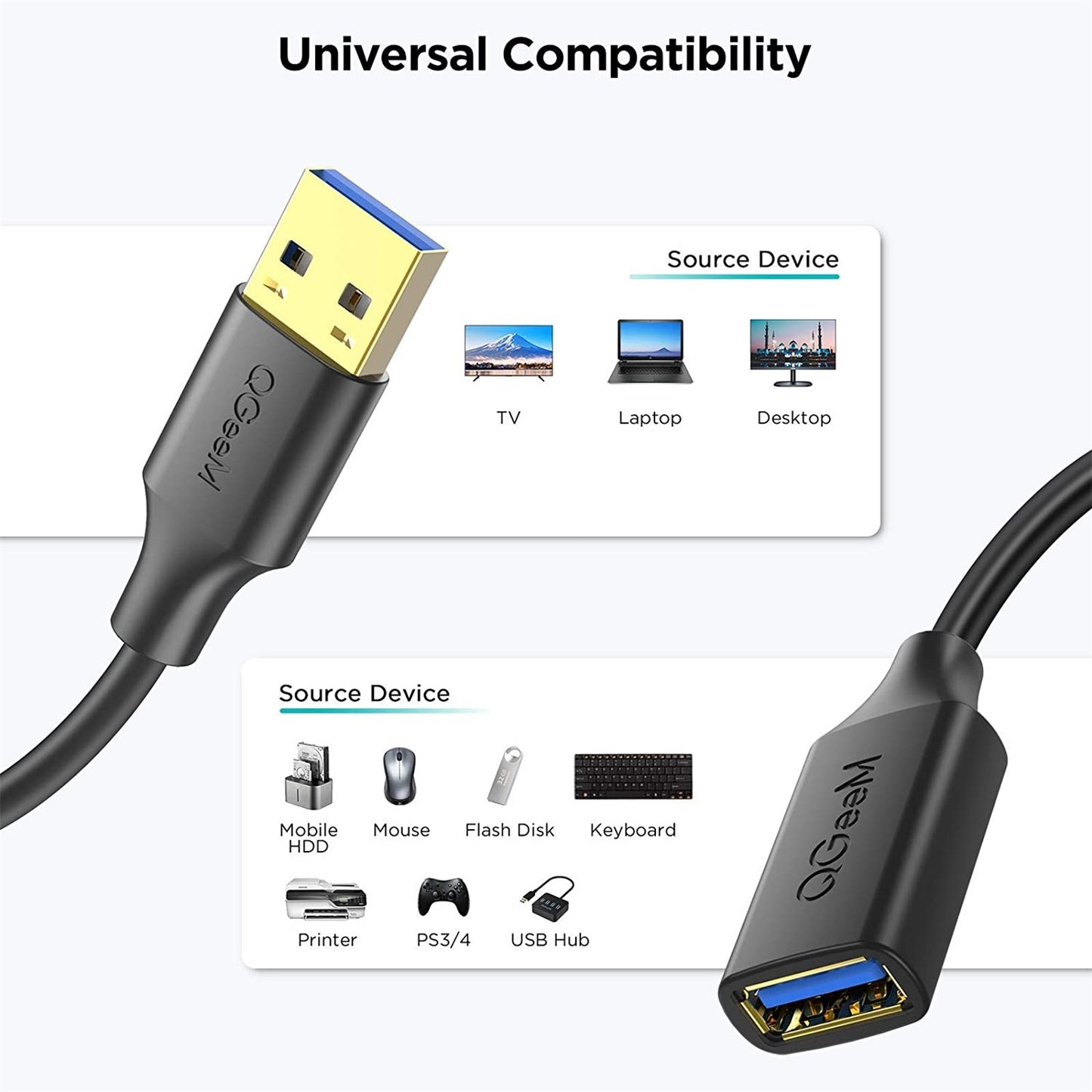Uniqkart QG-CVQ21 1.8m Super Long USB 3.0 Cable Male to Female Extension Cord for Nintendo Switch/USB Flash Drive/Card Reader/Hard Drive/Keyboard