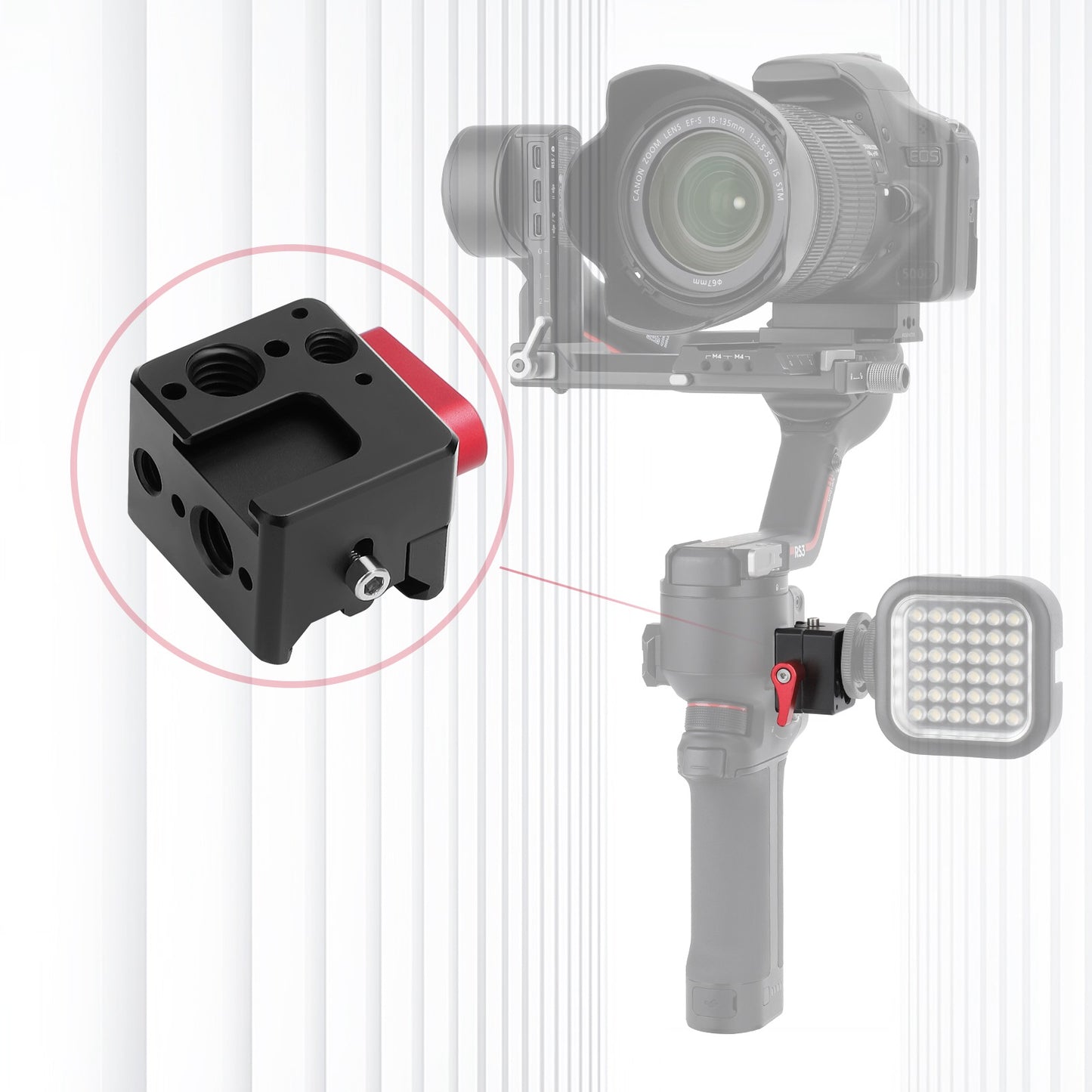 RO-HC522 For DJI RS 3 / RS 3 Pro / RSC 2 / RS2 Camera Stabilizer Cold Shoe 1 / 4 3 / 8 Screw Hole Expansion Adapter