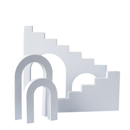 4Pcs/Set Ladder &amp; Arch Table Ornament Jewelry Cosmetics Shooting Background Geometric Photography Prop - White
