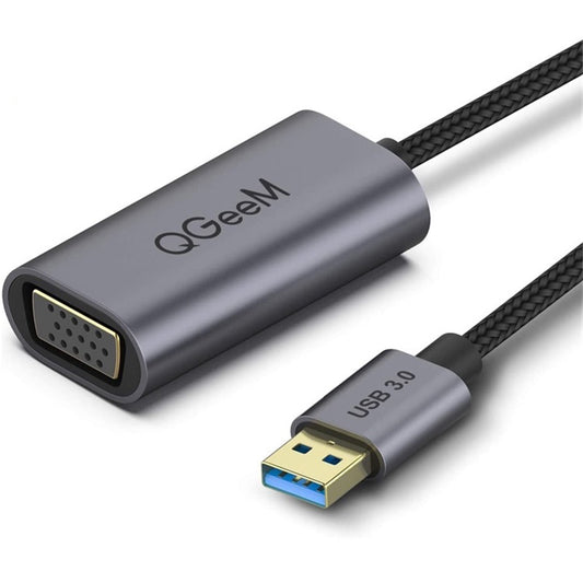 Uniqkart QG-UA07-A USB 3.0 to VGA Adapter USB Male to VGA Female Multi-Monitor Video Converter Compatible with Monitor Projector HDTV