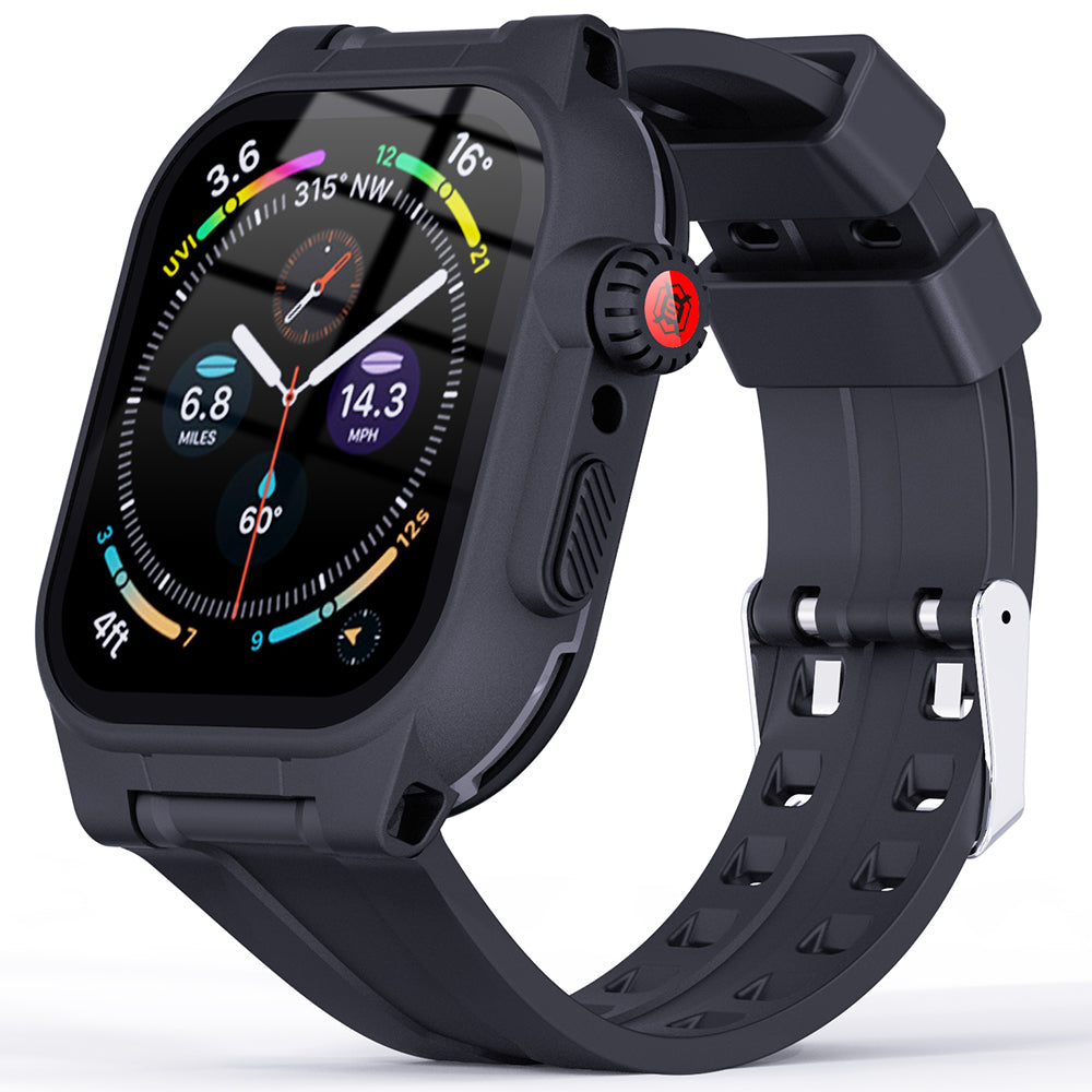 SHELLBOX For Apple Watch Series 8 41mm / 7 41mm IP68 Waterproof Case with Silicone Watch Band Smart Watch Protector Replacement Strap