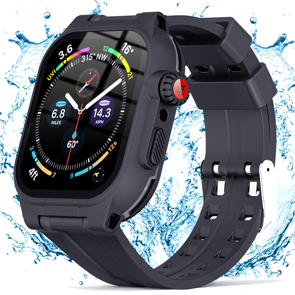 SHELLBOX For Apple Watch Series 8 45mm / 7 45mm Waterproof Case Shockproof Screen Protective Case with Silicone Watch Band