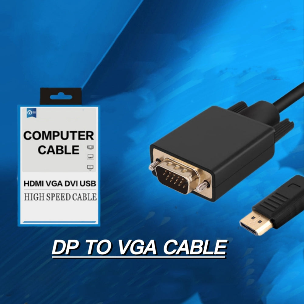 HX114 1.8m DP to VGA Conversion Cable 1080P HD High Speed Cord with Chip