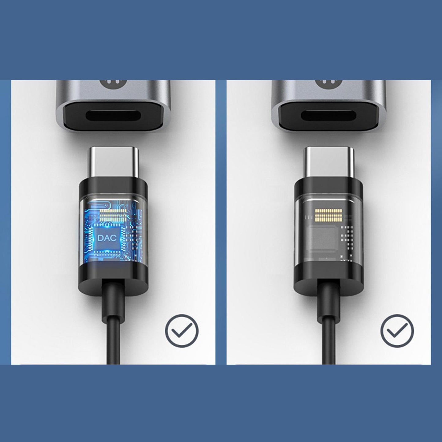 2 in 1 USB Type C to AUX Charger Adapter PD 60W Fast Charging MH338A Blue