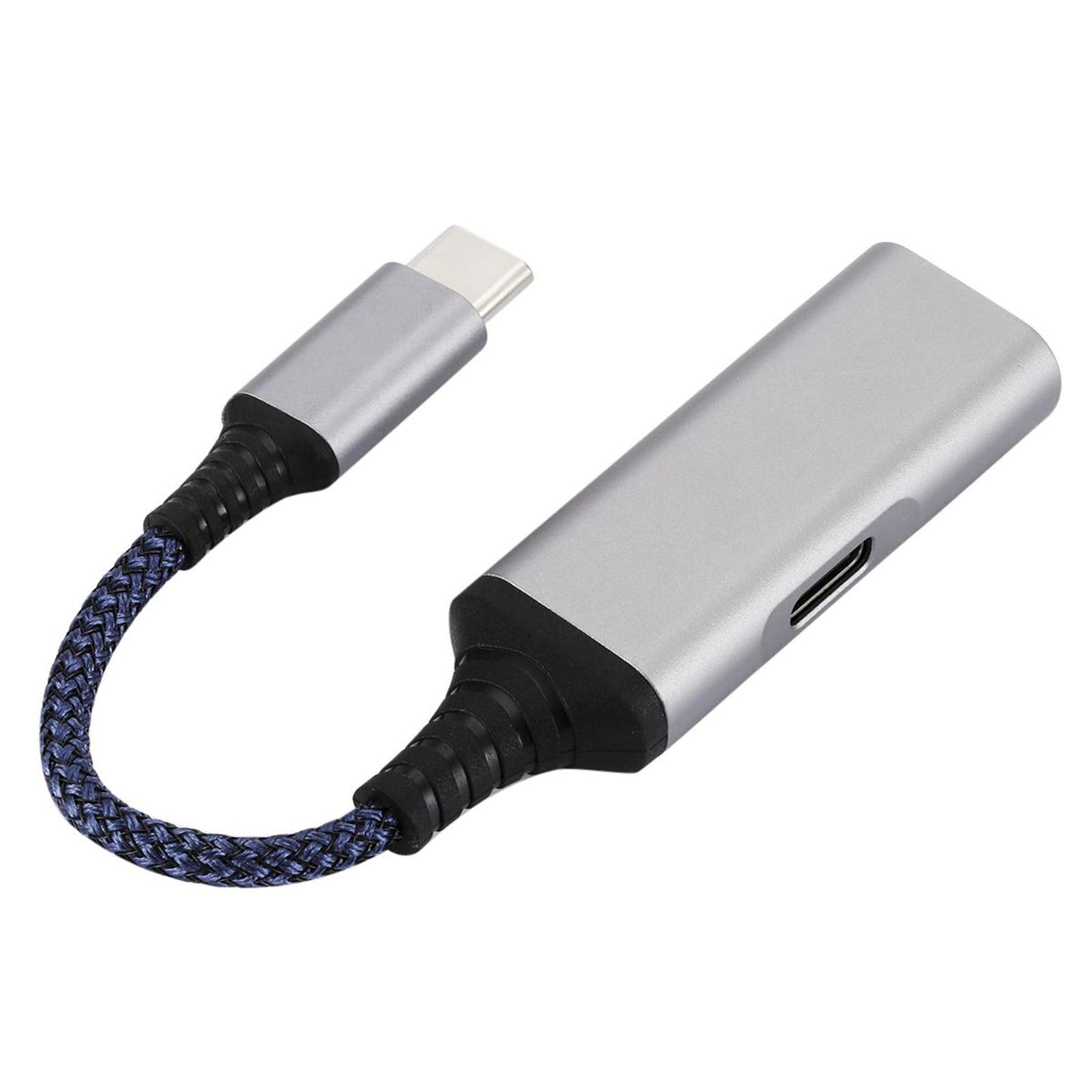 2 in 1 USB Type C to AUX Charger Adapter PD 60W Fast Charging MH338A Blue
