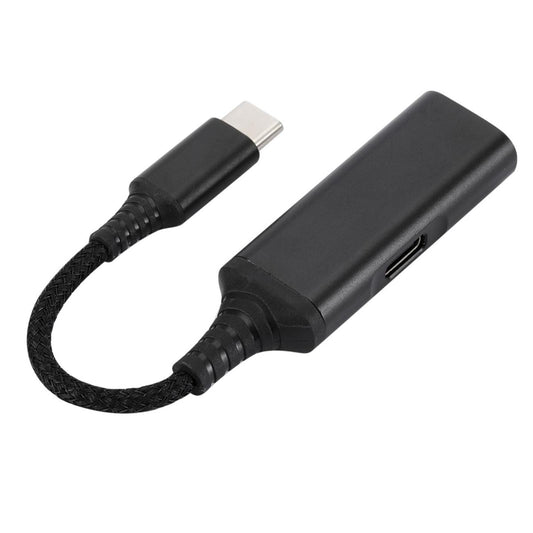 2 in 1 USB Type C to AUX Charger Adapter PD 60W Fast Charging MH338A Black