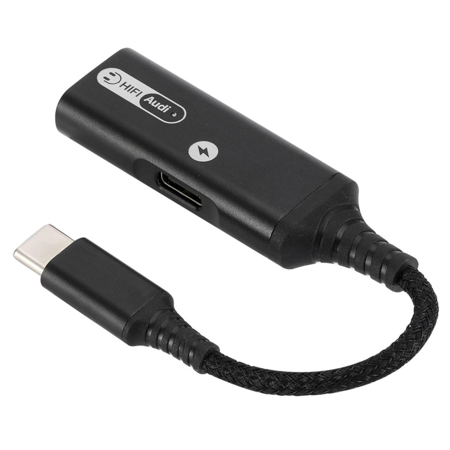2 in 1 USB Type C to AUX Charger Adapter PD 60W Fast Charging MH338A Black