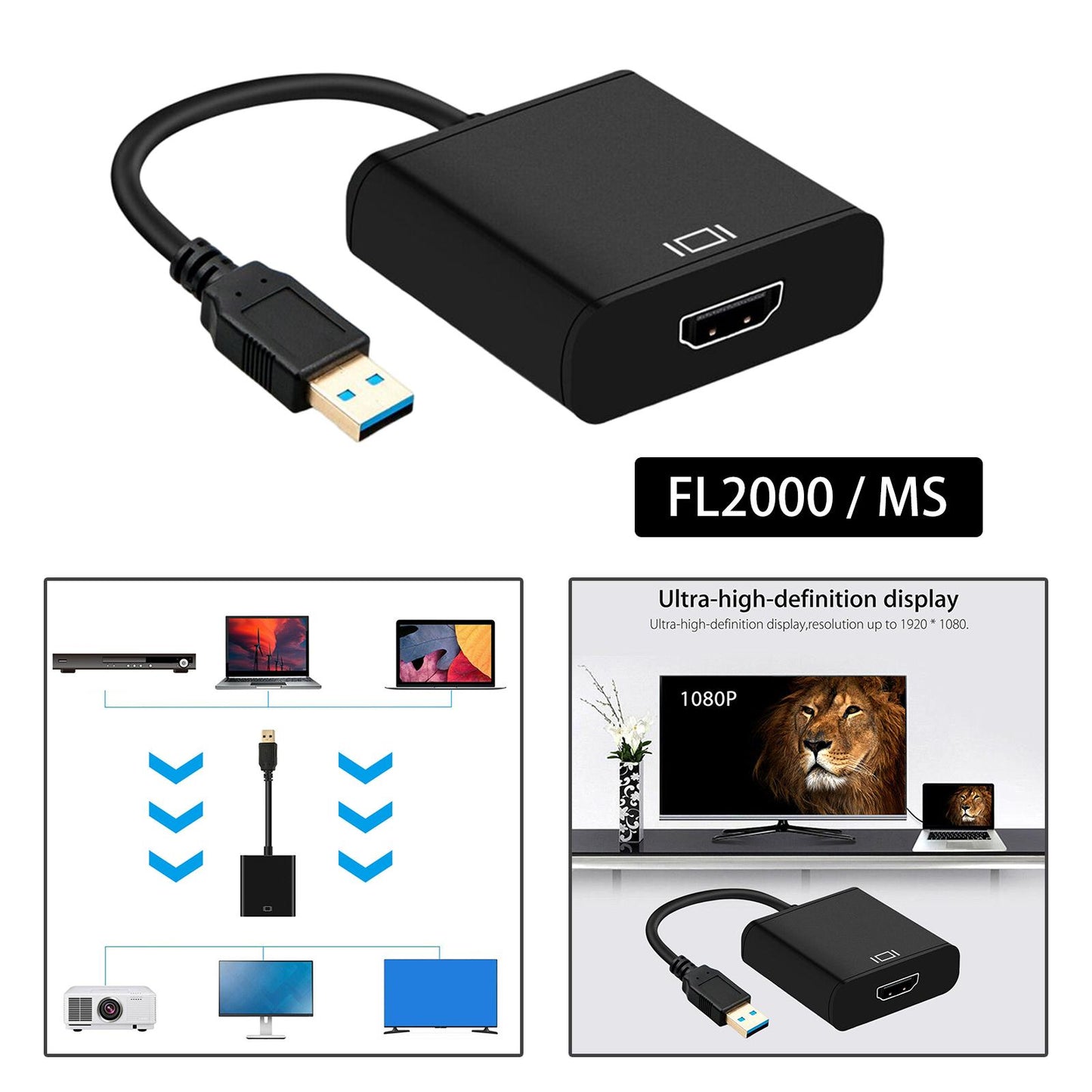 1080P 60Hz USB 3.0 to HDMI Audio Video Adapter Video Output for Laptop Imported chips