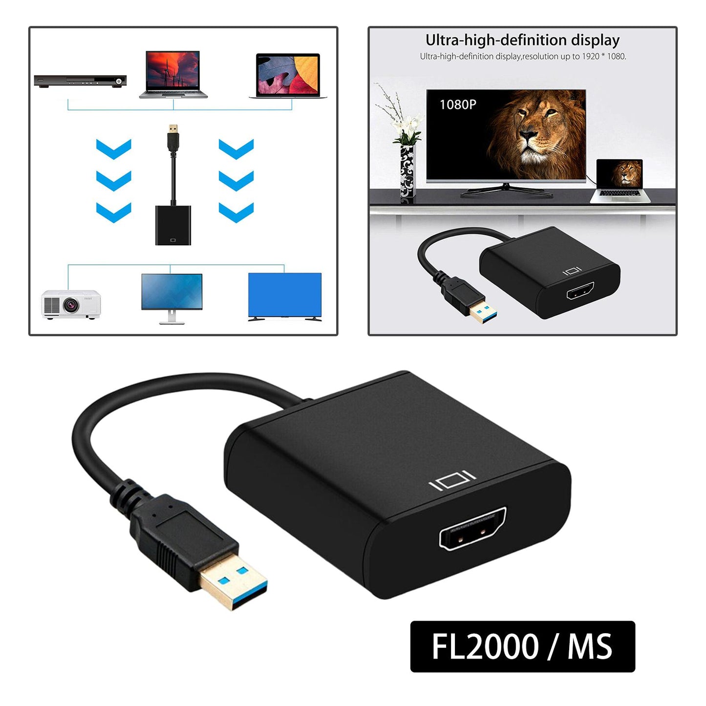 1080P 60Hz USB 3.0 to HDMI Audio Video Adapter Video Output for Laptop Imported chips