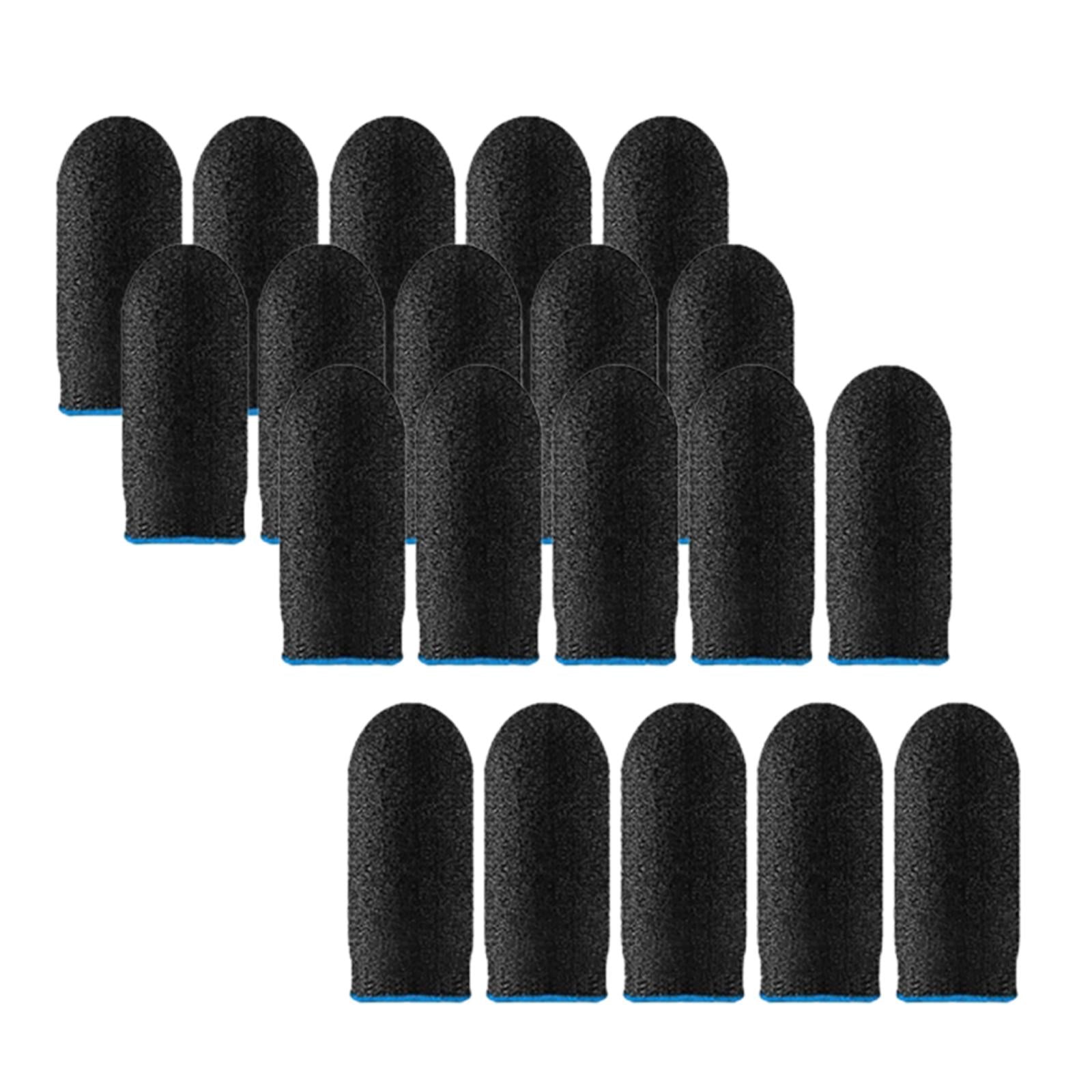 20 Pieces Gaming Finger Sleeves Anti Sweat Breathable Cover for Mobile Game Blue