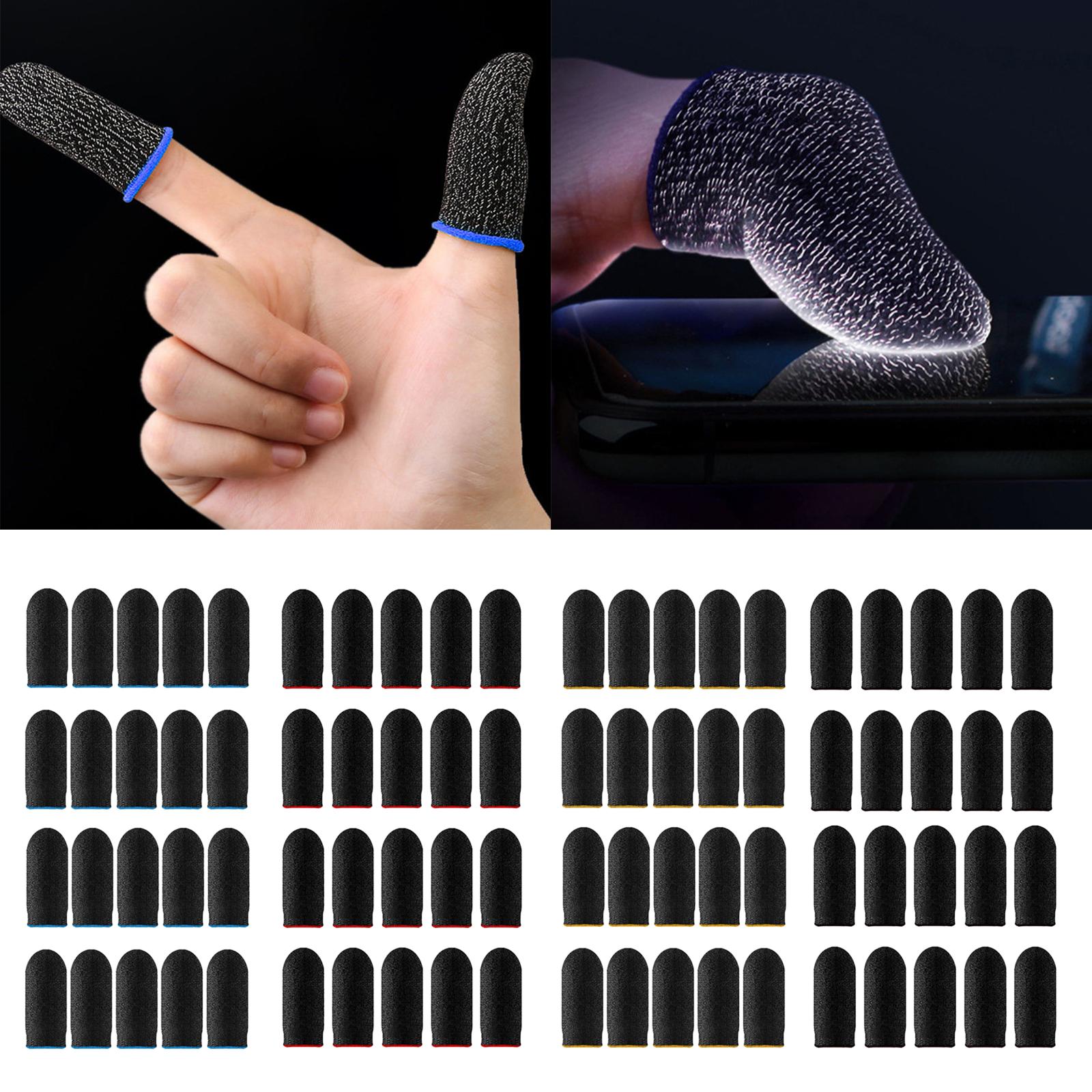 20 Pieces Gaming Finger Sleeves Anti Sweat Breathable Cover for Mobile Game Blue
