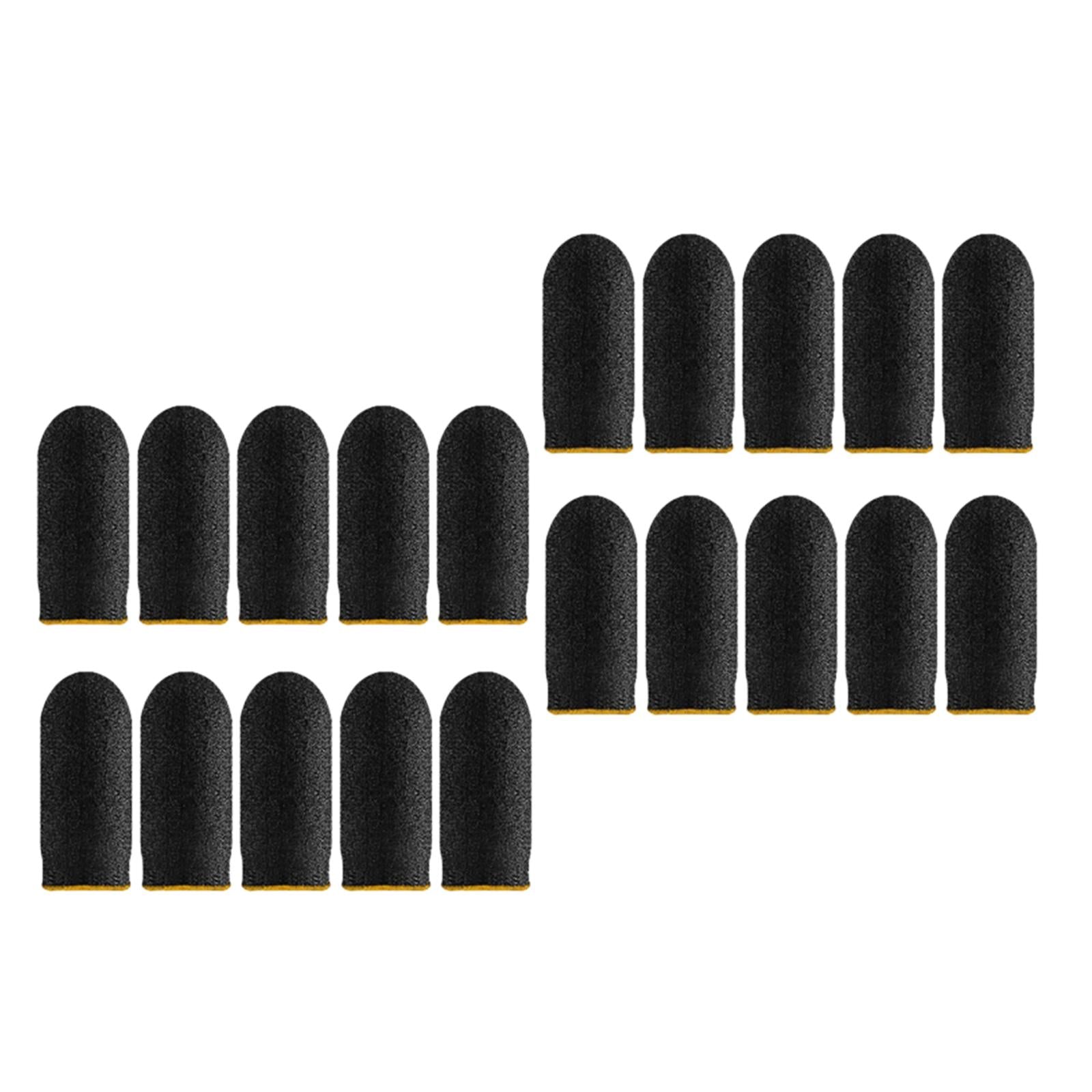 20 Pieces Gaming Finger Sleeves Anti Sweat Breathable Cover for Mobile Game Yellow