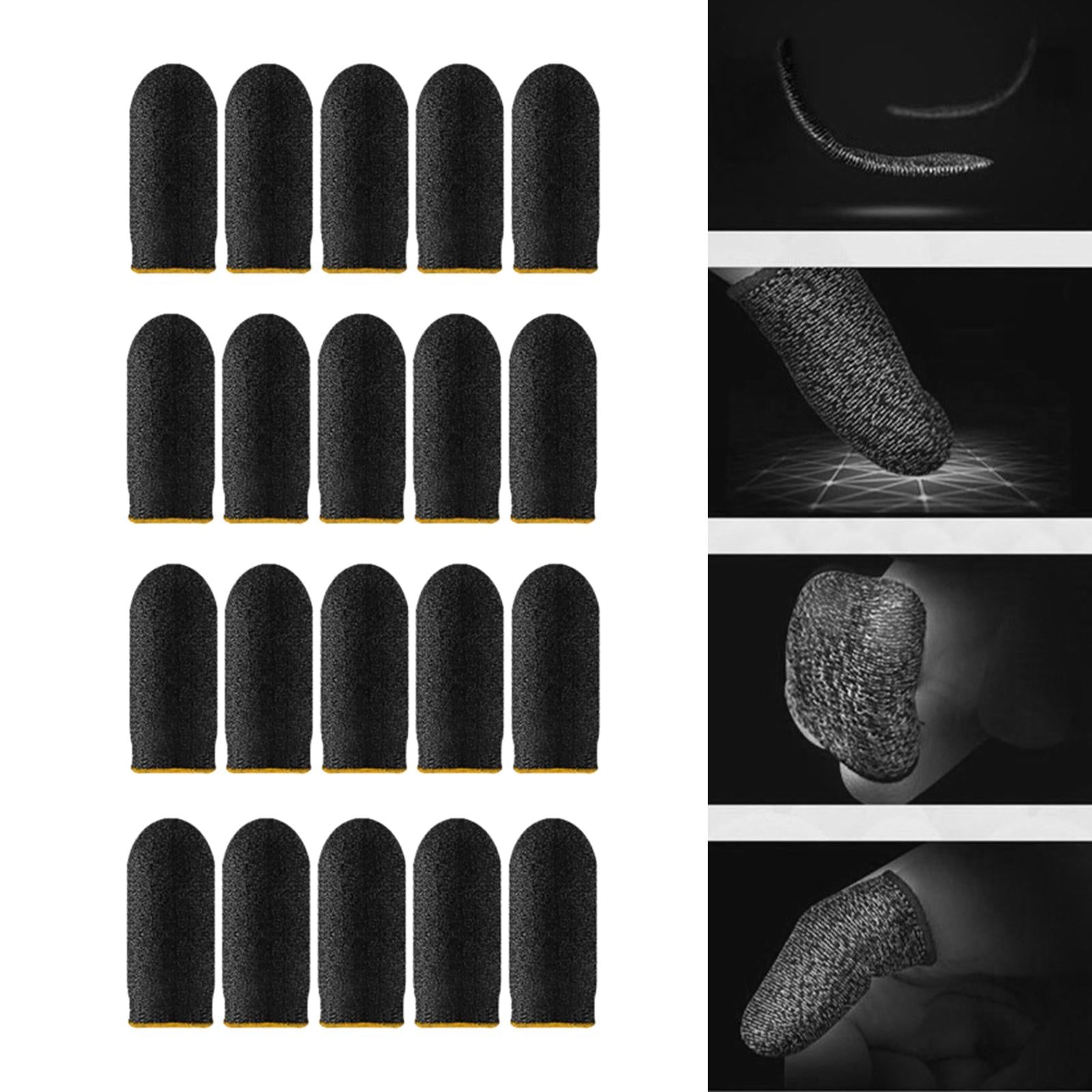20 Pieces Gaming Finger Sleeves Anti Sweat Breathable Cover for Mobile Game Yellow
