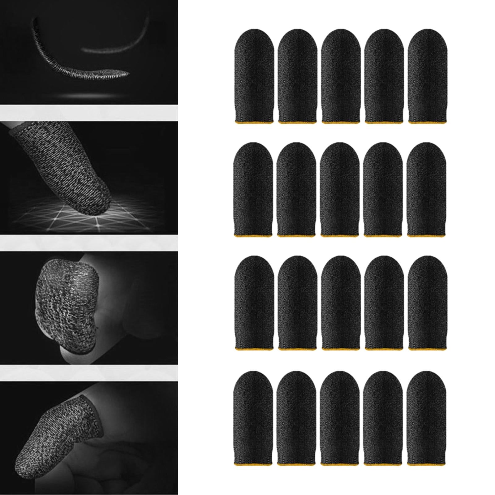 20 Pieces Gaming Finger Sleeves Anti Sweat Breathable Cover for Mobile Game Yellow