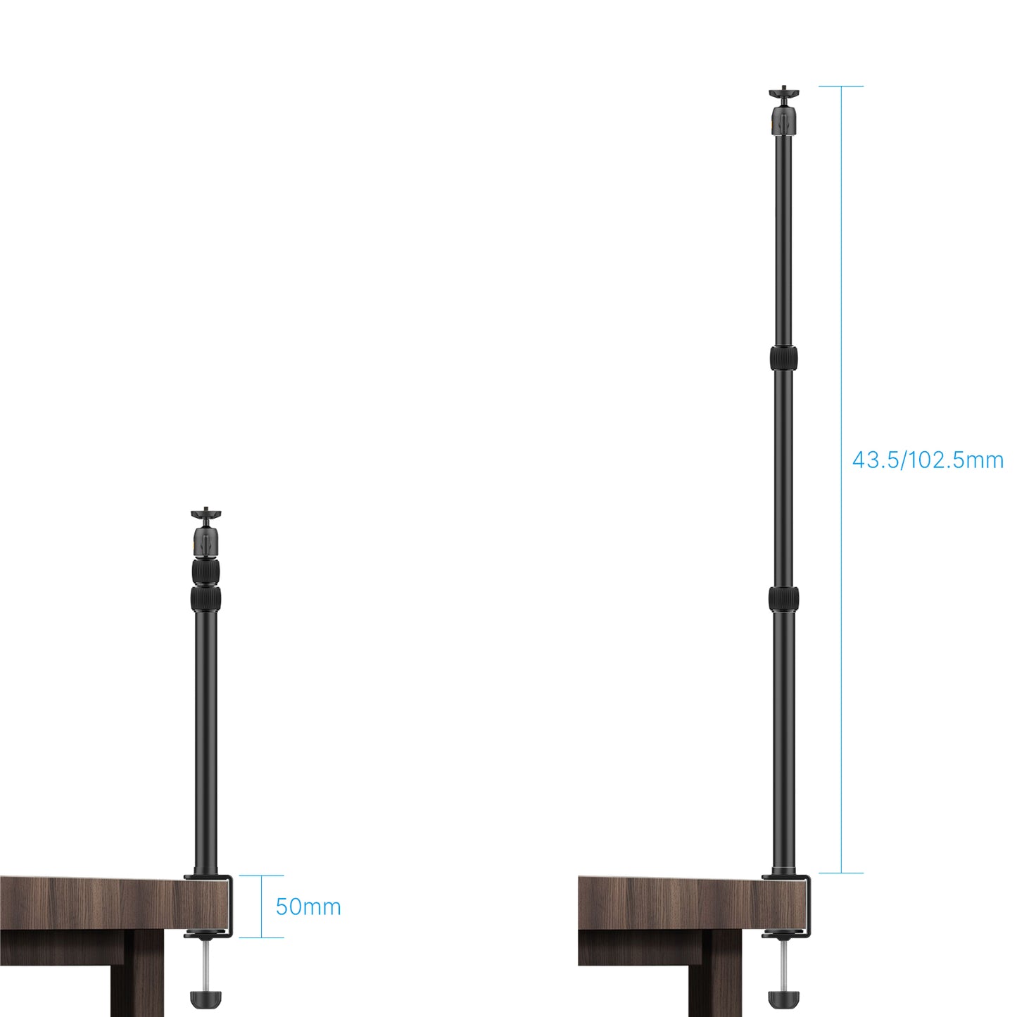 VIJIM LS01 96cm Adjustable Tabletop Stand with Removable Ballhead 1/4 Screw for LED Ring Light