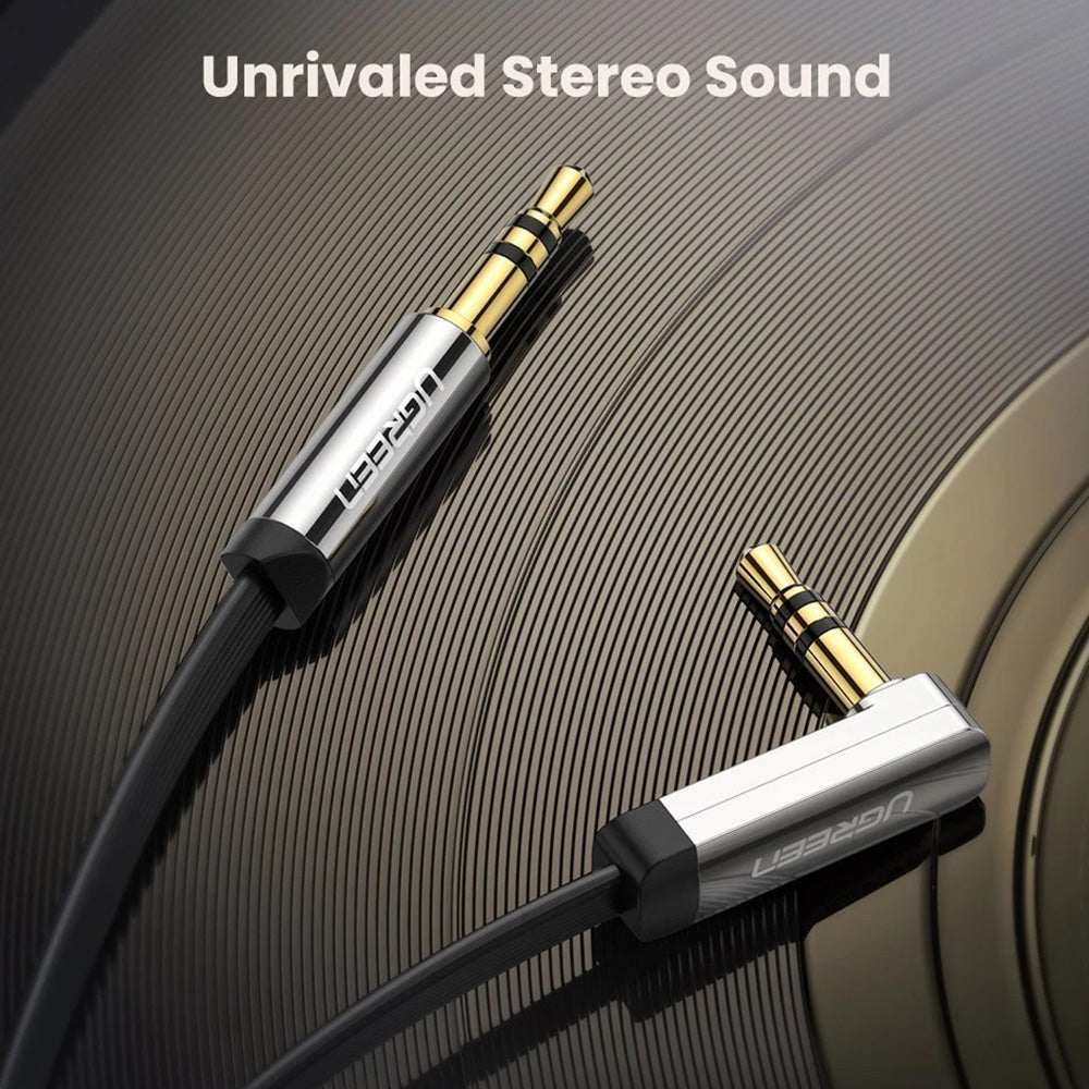 Uniqkart 1.5m 10598 Right Angle 3.5mm to 3.5mm Flat Cable Audio Cord