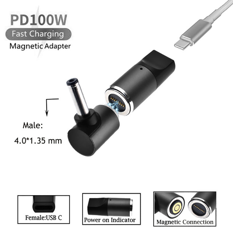 Uniqkart for ASUS Laptop 100W Magnetic Charging Adapter Type-C to 4.0mmx1.35mm PD Fast Charging Connector