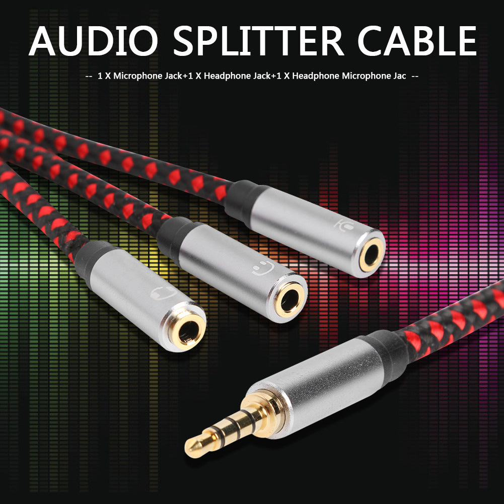 3.5mm Male Stereo Audio Splitter Cable 1 Male to 3 Female AUX Jack Headphone Microphone Adapter Cord for iPhone/Android