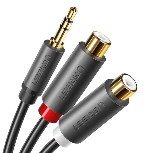 Uniqkart 10547 0.25-Meter 3.5mm AUX Male to 2RCA Female RCA Y-Splitter Audio Adapter Connector Cord for Smartphones/Speakers/Tablets/HDTV/MP3 Players