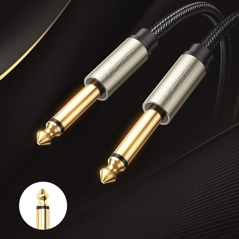 Uniqkart 40815 10-Meter 6.35mm Male to Male Straight Audio Cable Nylon Braided Aux Cord for Electric Guitar/Home Theater/Amplifier/Bass