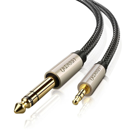 Uniqkart 40805 3-Meter 3.5mm TRS to 6.35mm TS Male Straight AUX Cable Audio Adapter for Cellphones/Amplifiers/Home Theater