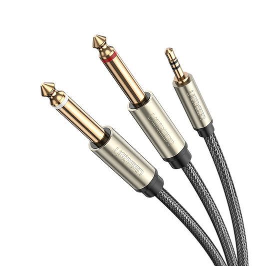 UGREEN 40793 3-Meter 3.5mm AUX 1/8&quot; TRS Male to 2 x 6.35mm 1/4&quot; TS Male Y-Cable Splitter for Cellphones/Amplifiers/Home Theater