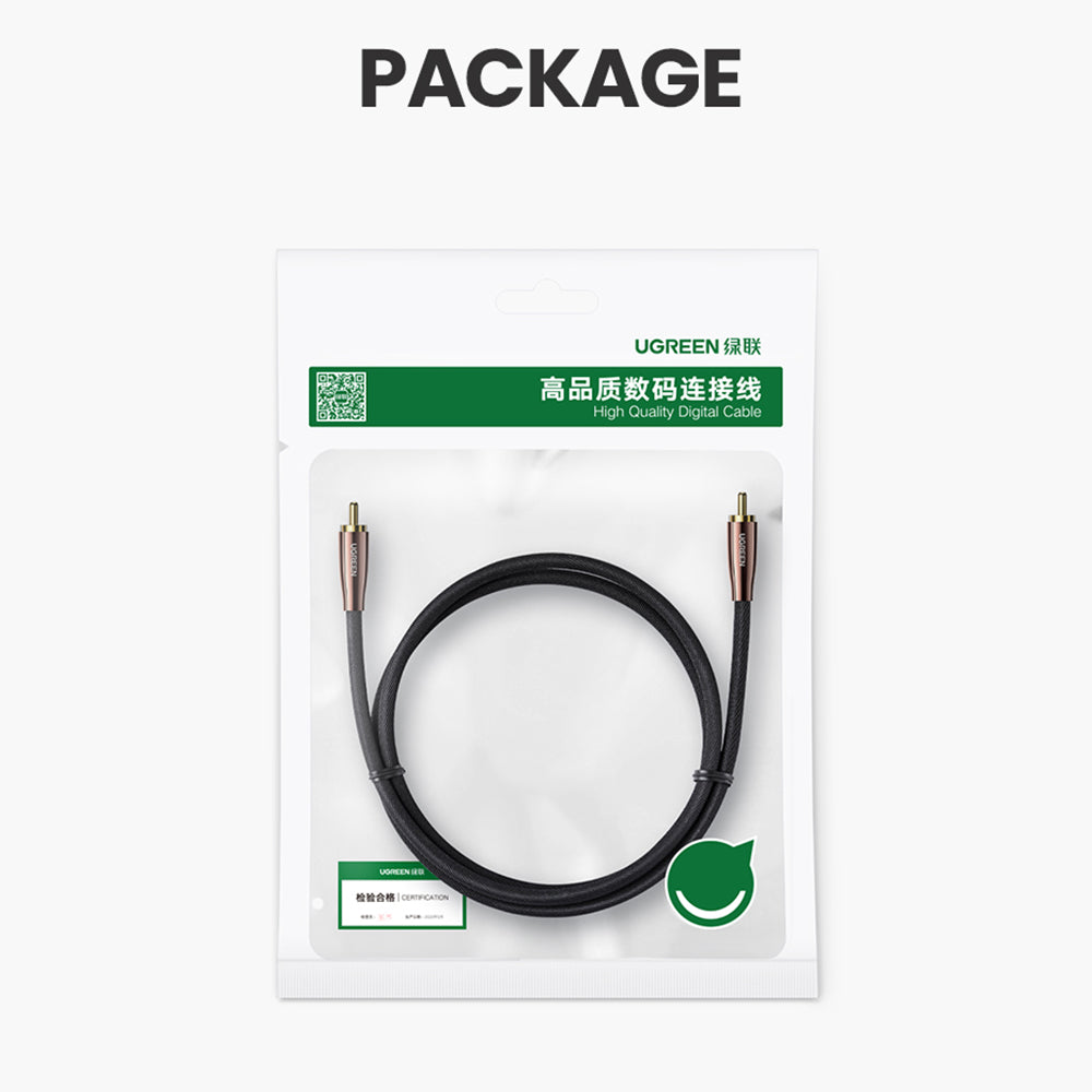 Uniqkart 1m Digital Coaxial Audio Cable RCA Male to RCA Male Subwoofer Speaker Cable for DVD/TV/Amplifier