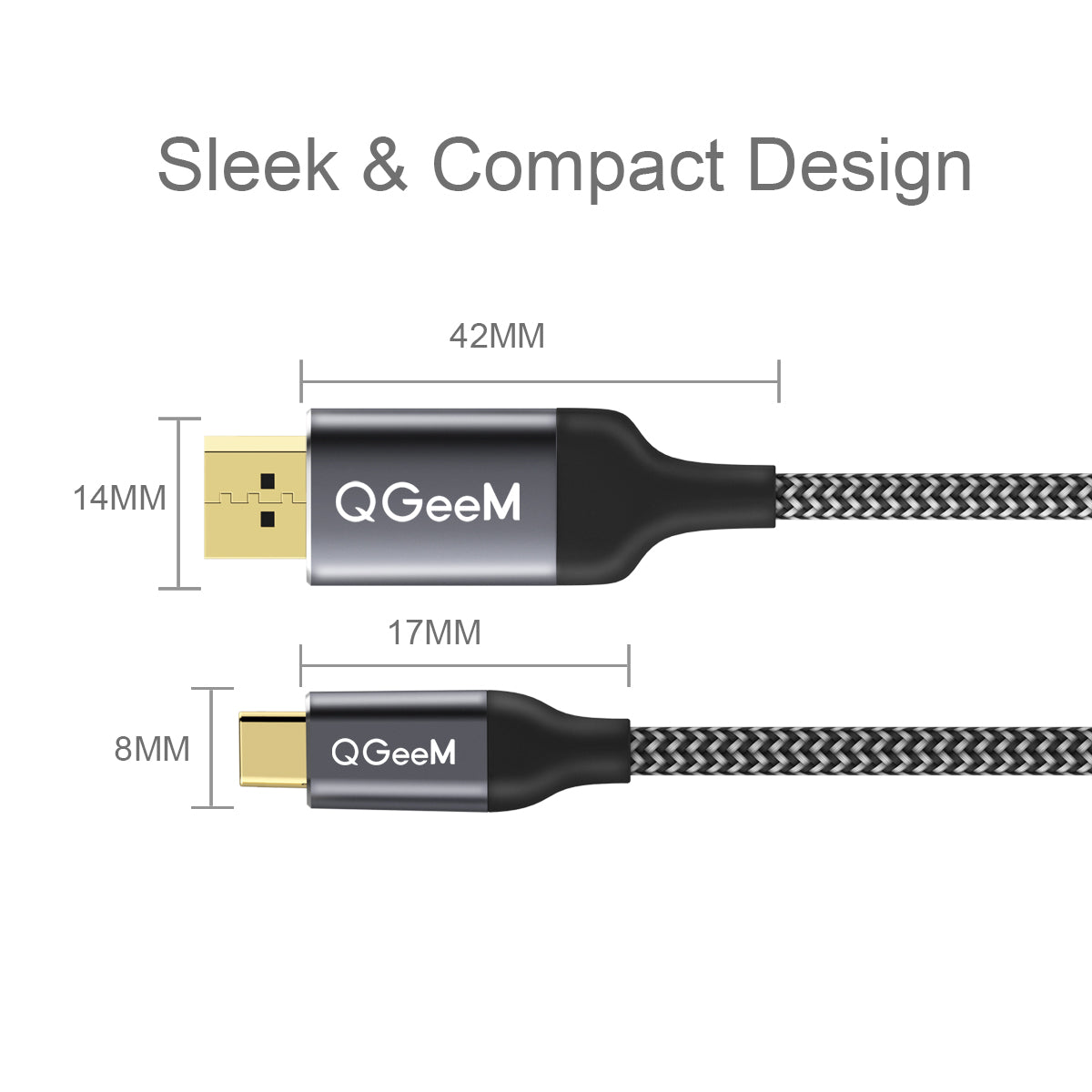 Uniqkart QG-UA13-12 Type-C Male to DP Male Adapter Nylon Braided USB-C to DP Converter Cable 4K/60Hz for Mobile Phones Computers 1.2m