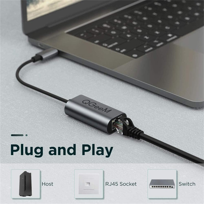 Uniqkart UA05-A USB 3.0 to Gigabit Ethernet Adapter USB to RJ45 LAN Wired Converter Compatible with Nintendo Switch Wii MacBook All USB Devices