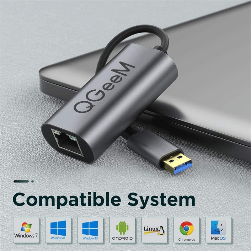 Uniqkart UA05-A USB 3.0 to Gigabit Ethernet Adapter USB to RJ45 LAN Wired Converter Compatible with Nintendo Switch Wii MacBook All USB Devices