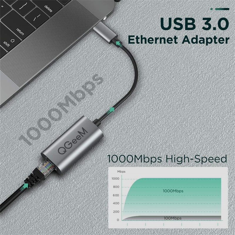 Uniqkart UA05-A USB 3.0 to Gigabit Ethernet Adapter USB to RJ45 LAN Wired Converter Compatible with Nintendo Switch Wii MacBook All USB Devices