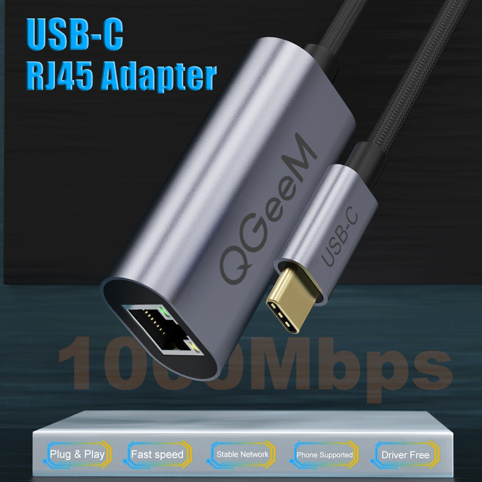 Uniqkart UA05 USB-C to RJ45 Ethernet 1000Mbps LAN Network Adapter Cable for MacBook