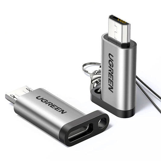 Uniqkart 50590 Mini Micro USB Male to Type-C Female Adapter Portable Type-C Converter with Chain for Mobile Phones Tablets Laptops